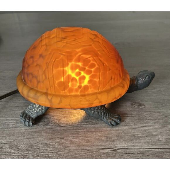 Vintage Bronze Art Glass Turtle Lamp - Picture 4 of 6